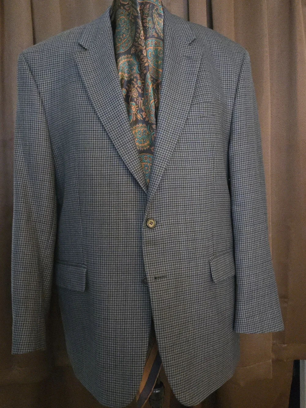 Ralph Lauren Blue Wool Houndstooth Sport Coat